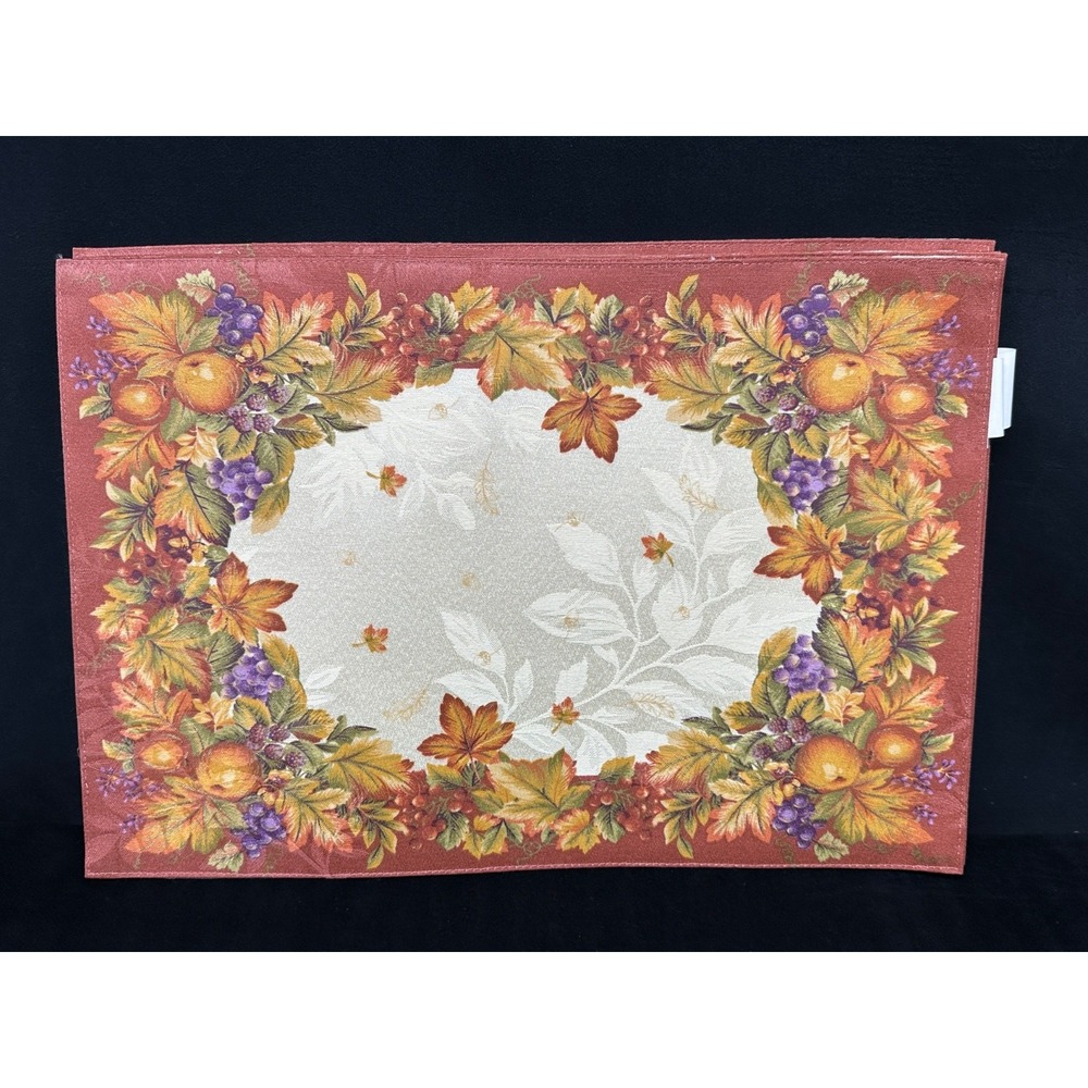 Kemp & Beatley Harvest Jubilee Fall Autumn Placemats 4 Reversible Thanksgiving
